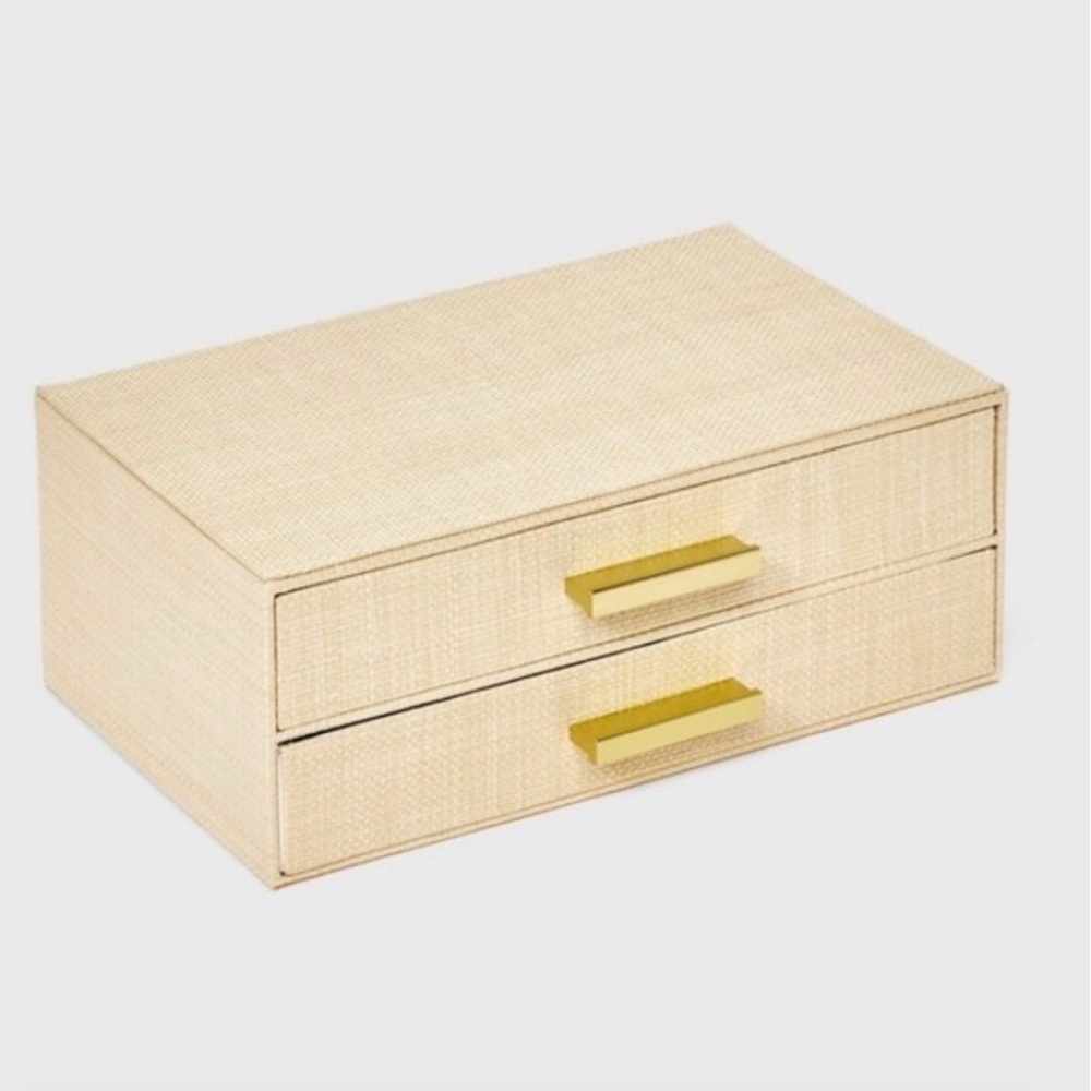 🆕A New Day Cream Two Drawer Woven Jewelry Organizer/ AND A FREE PAIR OF EARRINGS